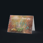 Vielen Dank, Shalom Menorah Hebrew Card Dankeskarte<br><div class="desc">Zeigen Sie Ihre Dankbarkeit mit einer schönen jüdischen Menorah und den hebräischen Briefen für Shalom, Frieden und einen grünen Olivenzweig.</div>
