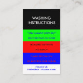 Vielen Dank Shirt Kleidung Waschanleitung Visitenkarte (Rückseite)