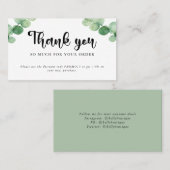 Vielen Dank Shop Discount Card Boutique Eucalyptus Visitenkarte (Vorne/Hinten)