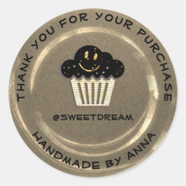 Vielen Dank Shop Mermaid Muffin Kraft Golden Läche Runder Aufkleber