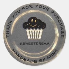 Vielen Dank Shop Mermaid Muffin Kraft Smile Gray Runder Aufkleber