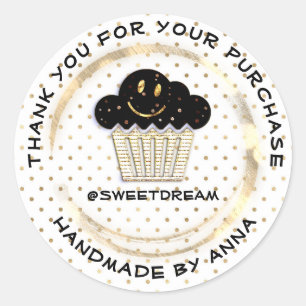 Vielen Dank Shop Mermaid Muffin Logo Dots Lächeln Runder Aufkleber