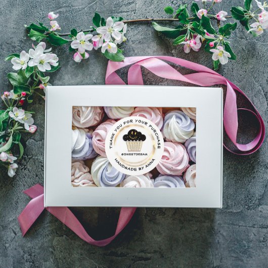 Vielen Dank Shop Mermaid Muffin White Dots Lächeln Runder Aufkleber