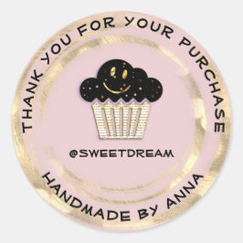 Vielen Dank Shop Schokolade Muffin Smile Gold Pulv Runder Aufkleber