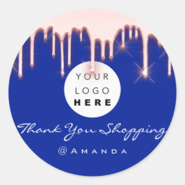 Vielen Dank Shopname Logo Rose Navy Runder Aufkleber