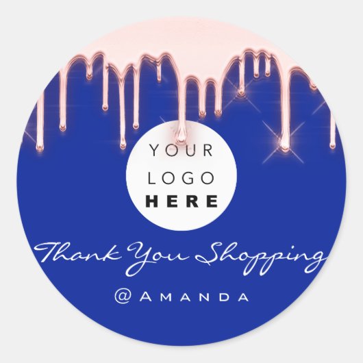 Vielen Dank Shopname Logo Rose Navy Runder Aufkleber (Vorderseite)
