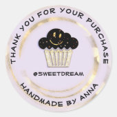 Vielen Dank Shopping Chocolate Muffin Lila Lächeln Runder Aufkleber (Vorderseite)