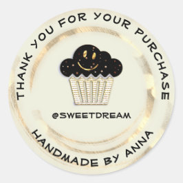 Vielen Dank Shopping Chocolate Muffin Smile Gold Runder Aufkleber