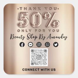 Vielen Dank Shopping Rose 50% Rabatt QR CODE Onlin Quadratischer Aufkleber