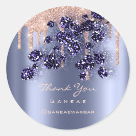 Vielen Dank Shopping Rose Glitzer Blue Floral Runder Aufkleber