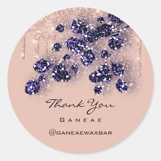 Vielen Dank Shopping Rose Glitzer Blumenkohl Tropf Runder Aufkleber (Vorderseite)