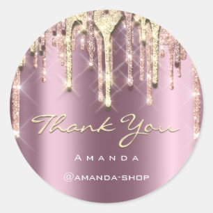Vielen Dank Shopping Rose Glitzer Tropfen Pink Gla Runder Aufkleber