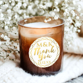 Vielen Dank, Sie haben Gold Monogram Gastgeschenk  Runder Aufkleber