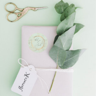 Vielen Dank, Sie nennen Floral Green Gold Wedding Runder Aufkleber