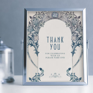 Vielen Dank Signature Art Nouveau Dusty Blue W Mor Poster
