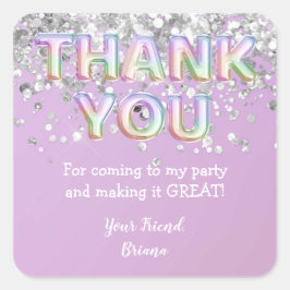 Vielen Dank Silver Rainbow Balloons Gefallen Quadratischer Aufkleber