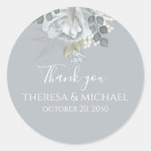 Vielen Dank Simple Blue Floral Elegante Gefallen Runder Aufkleber (Vorderseite)