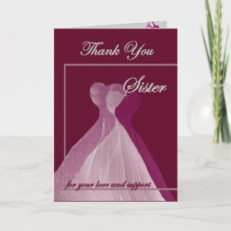 Vielen Dank, SISTER Trauzeugin Magenta Gowns Dankeskarte