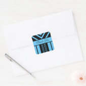 Vielen Dank Sky Blue und Black Stripes Chevrons Quadratischer Aufkleber (Umschlag)
