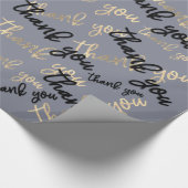 Vielen Dank, Smoky Gray Gold Caligraphy Gefallen Geschenkpapier (Ecke)