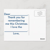 Vielen Dank Snow Much (personalisieren) Postkarte (Rückseite)