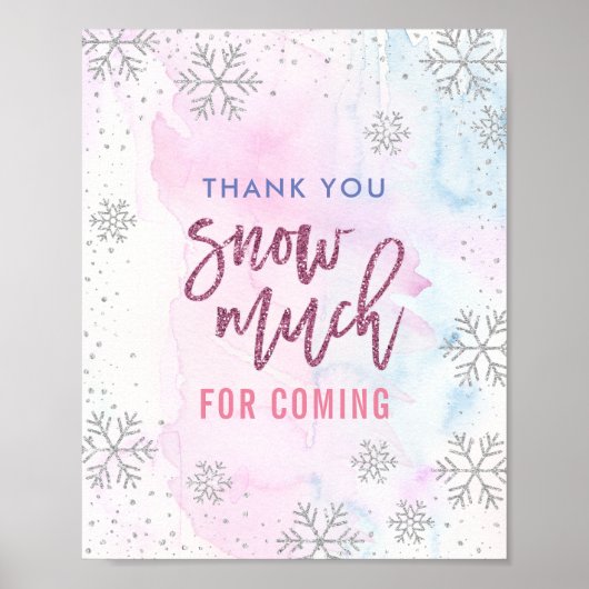 Vielen Dank SNOW Much Snowflake Glitzer Magenta Poster (Vorne)