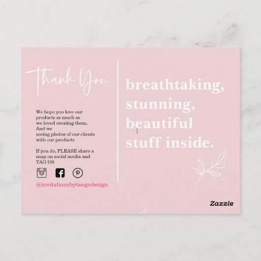 Vielen Dank, Social Media Card. Geschäftsberichte. Postkarte (Rückseite)