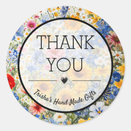 Vielen Dank Sommerliche Wildblumen Kleine Unterneh Runder Aufkleber