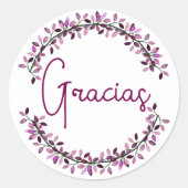 Vielen Dank, Spanisch Gracias Typografie Chic Wrea Runder Aufkleber (Vorderseite)