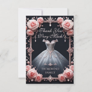 Vielen Dank, Spanisch Quinceañera Rose Dankeskarte