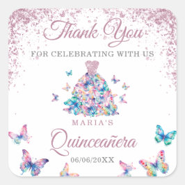 Vielen Dank Sparkling Schmetterlinge Gown Quincean Quadratischer Aufkleber