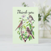 Vielen Dank Sparrow Garden Bird Nature Art Dankeskarte (Stehend Vorderseite)