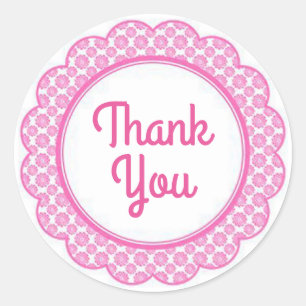 Vielen Dank/Sticker-Pink-Blume Runder Aufkleber