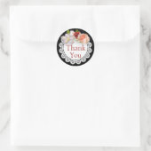 Vielen Dank, Sticker Schwarz und Korallen Floral B (Tasche)