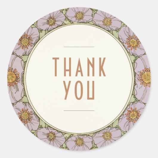 Vielen Dank Sticker Vintag Art Nouveau Mucha (Vorderseite)