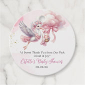 Vielen Dank Stork & Pink Cloud Baby Dusche Gefalle Geschenkanhänger (Vorderseite)