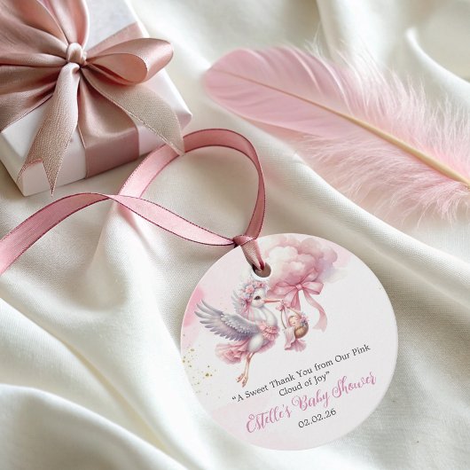 Vielen Dank Stork & Pink Cloud Baby Dusche Gefalle Geschenkanhänger