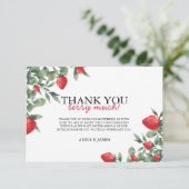 Vielen Dank Strawberry Baby Shower Dankeskarte (Stehend Vorderseite)