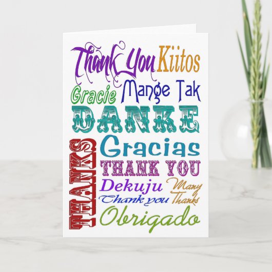 Vielen Dank Subway Art in vielen Sprachen Dankeskarte (Vorderseite)