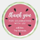 Vielen Dank Summer Sweet Watermelon Baby Shower Runder Aufkleber (Vorderseite)