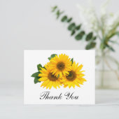 Vielen Dank Sunflower Floral Grußkarte Postkarte (Stehend Vorderseite)