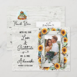 Vielen Dank Sunflower Pumpkin Fall Farm Custom Fot Postkarte