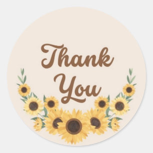 Vielen Dank, Sunflower Wreath Circle Runder Aufkleber