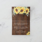 Vielen Dank Sunflowers Country Bridal Wedding Dankeskarte (Innenseite)