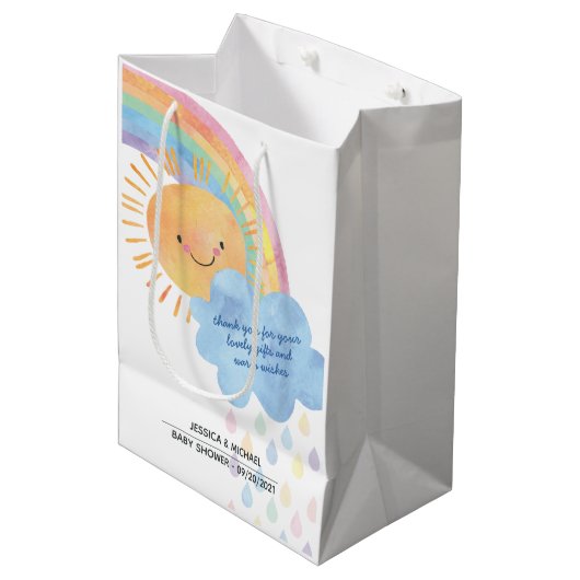 Vielen Dank Sunshine Rainbow Baby Dusche Mittlere Geschenktüte (Vorderseite Schrägansicht)