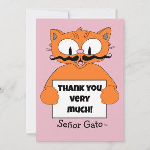Vielen Dank! Süße Cartoon-Schnurrbart-Katze Dankeskarte