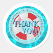 Vielen Dank Swimmingpool Party Wasserfall Custom Runder Aufkleber (Vorderseite)