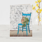 Vielen Dank Tabby Cat in Potted-Pflanze Karte (Gelbe Blume)