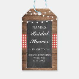 Vielen Dank Tag Favor Wood Red Karo Brautparty Geschenkanhänger