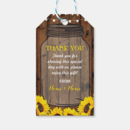 Vielen Dank Tag Sunflower Favor Jar Wood Wedding Geschenkanhänger